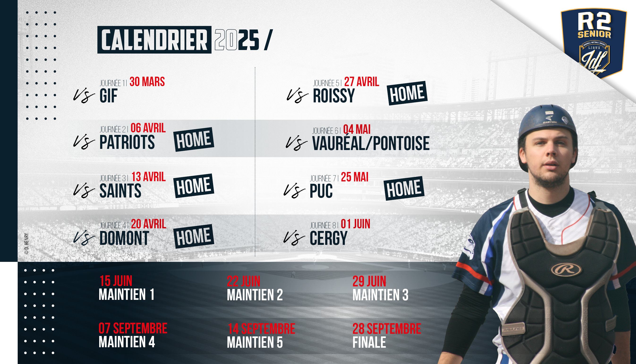 Le calendrier de la saison